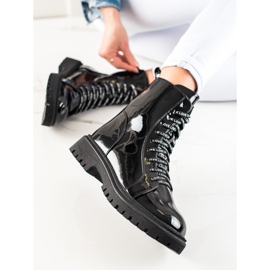 TRENDI Cizme negre cu dantelă negru 1