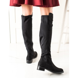 Lovery Cizme confortabile din piele intoarsa negru 1