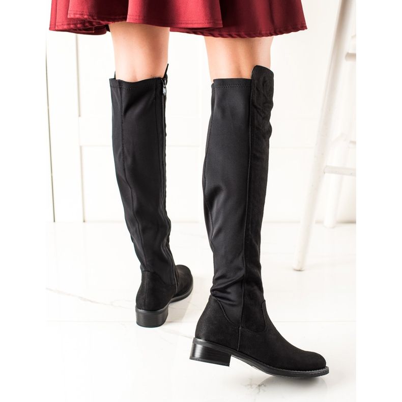 Lovery Cizme confortabile din piele intoarsa negru 1