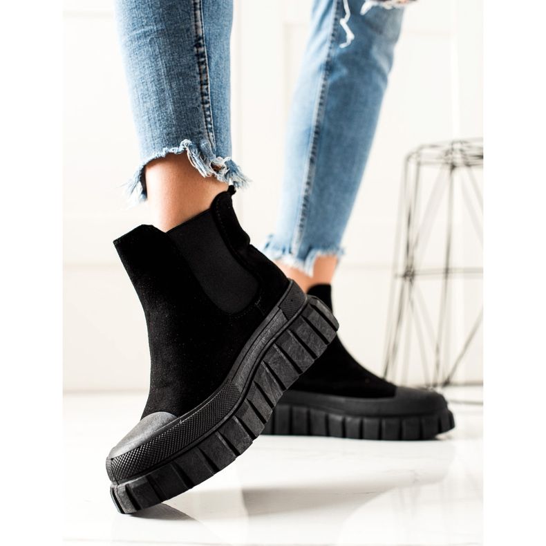 TRENDI Cizme Chelsea elegante pe platformă negru 1