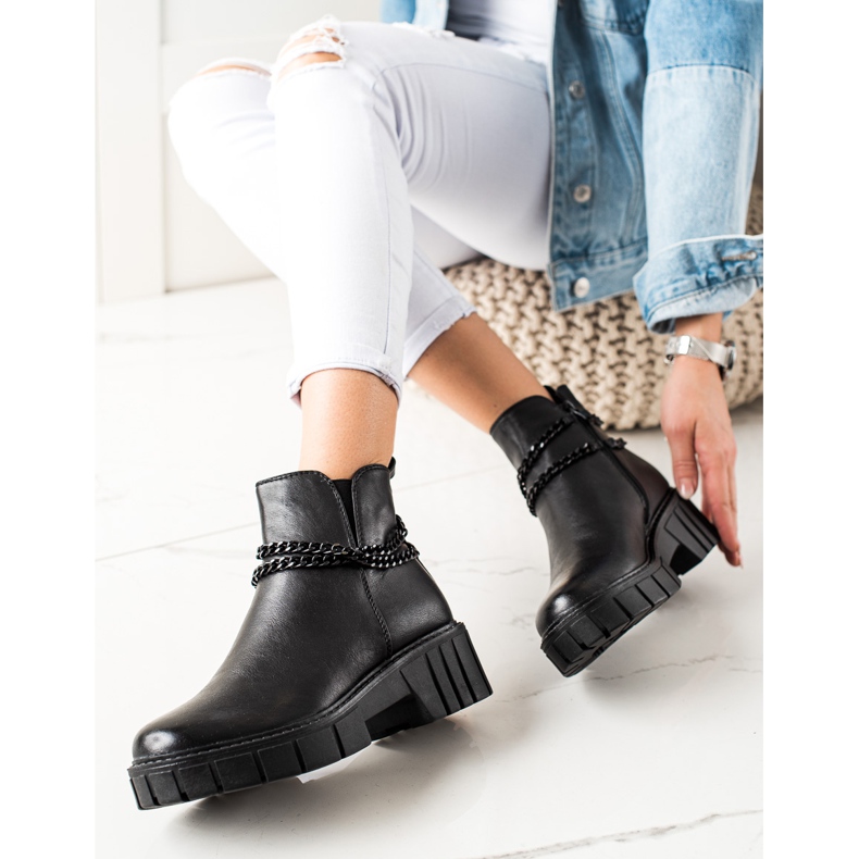 Goodin Cizme Pe Platformă Cu Lant negru 1