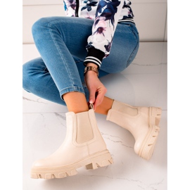 Seastar Cizme Chelsea la modă pe platformă bej 1