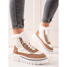 TRENDI Cizme de zăpadă calde pe platformă alb maro 1