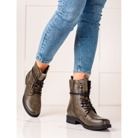 Super Mode Ghete clasice cu dantelă maro verde 1 Super Mode Ghete clasice cu dantelă maro verde 1