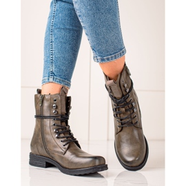 Super Mode Ghete clasice cu dantelă maro verde 2 Super Mode Ghete clasice cu dantelă maro verde 2