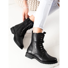 Super Mode Ghete clasice cu dantelă negru 1 Super Mode Ghete clasice cu dantelă negru 1