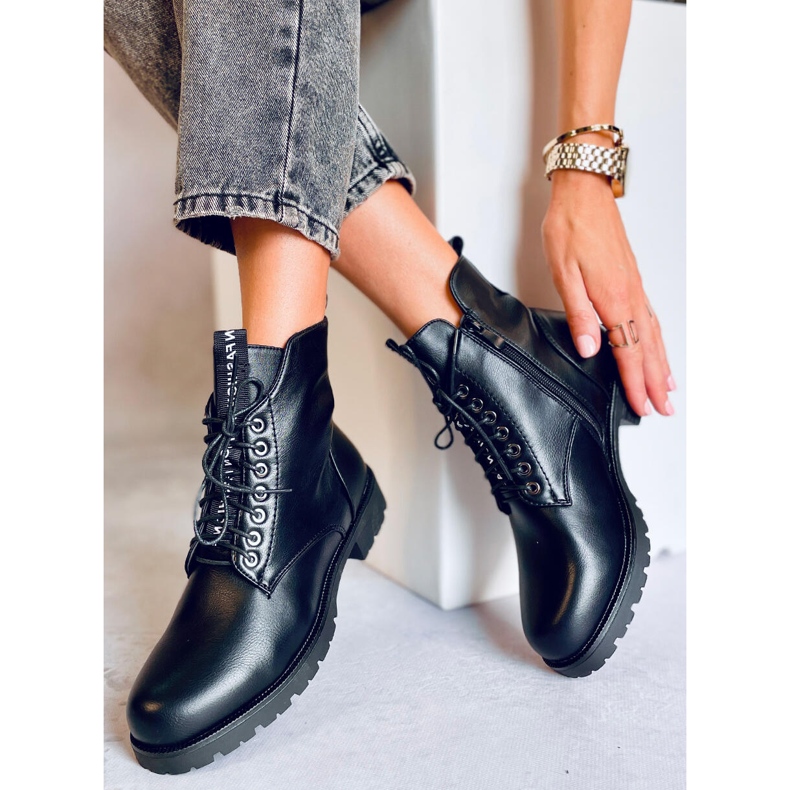 Ango Black lucrători cu șireturi negru 2