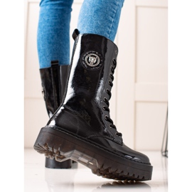 Filippo Cizme de piele pe platformă negru 1