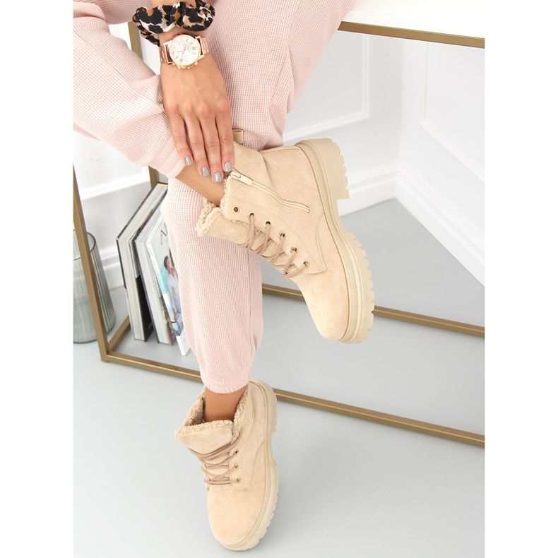 Cizme cu șireturi Visko Khaki bej 2