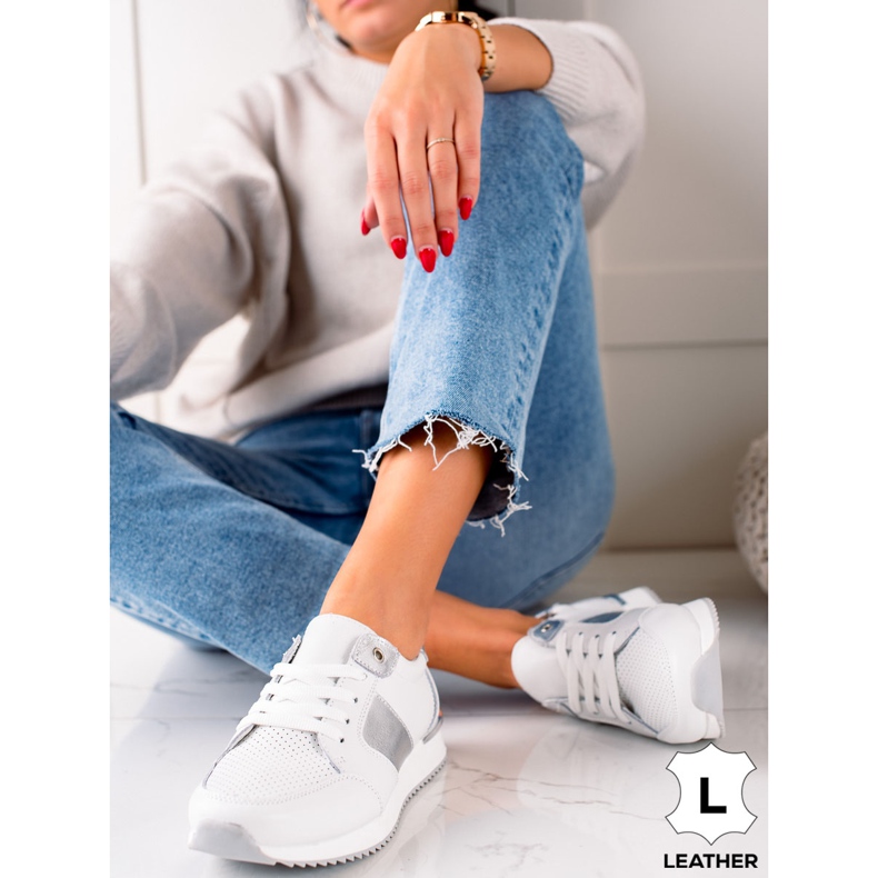 Adidași din piele albă VINCEZA 2