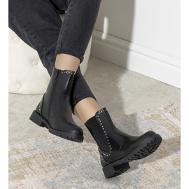 Botine negre decorate cu crampoane Phyllis negru 1