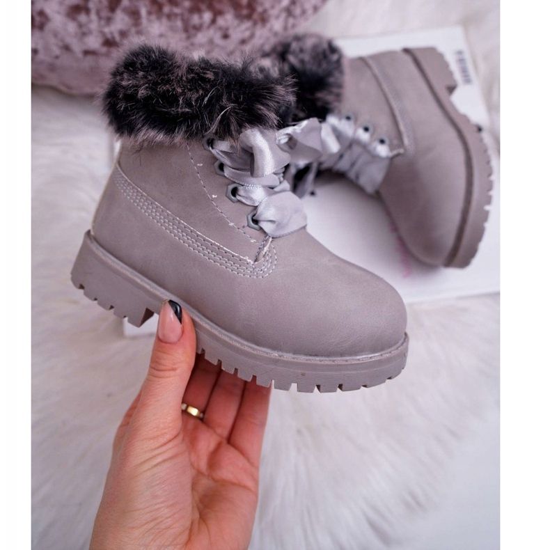 FRROCK Cizme pentru copii încălzite cu capcane Tesoro din blană gri 2