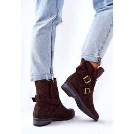 POTOCKI Cizme din piele intoarsa Cu Catarame Maro Renisse 2