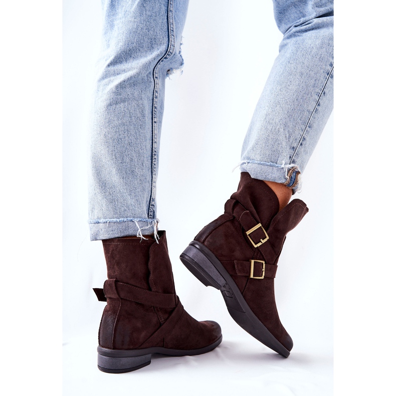 POTOCKI Cizme din piele intoarsa Cu Catarame Maro Renisse 2