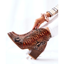 Lewski Shoes Cizme de cowboy Lewski Brown Snake Pattern EV28 maro 2