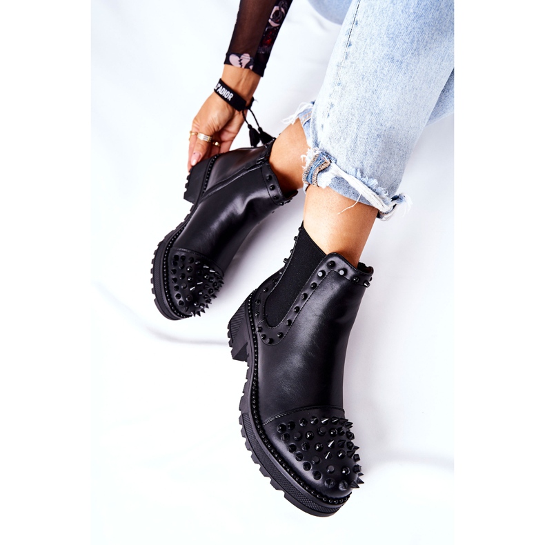 PG1 Cizme Negre Comonis Jodhpur Cu Jeturi negru 1