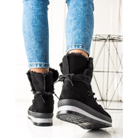 TRENDI Cizme de zapada din piele intoarsa neagra negru 1