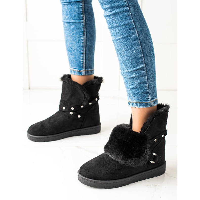 TRENDI Mukluki Negru Cu Zirconi 1