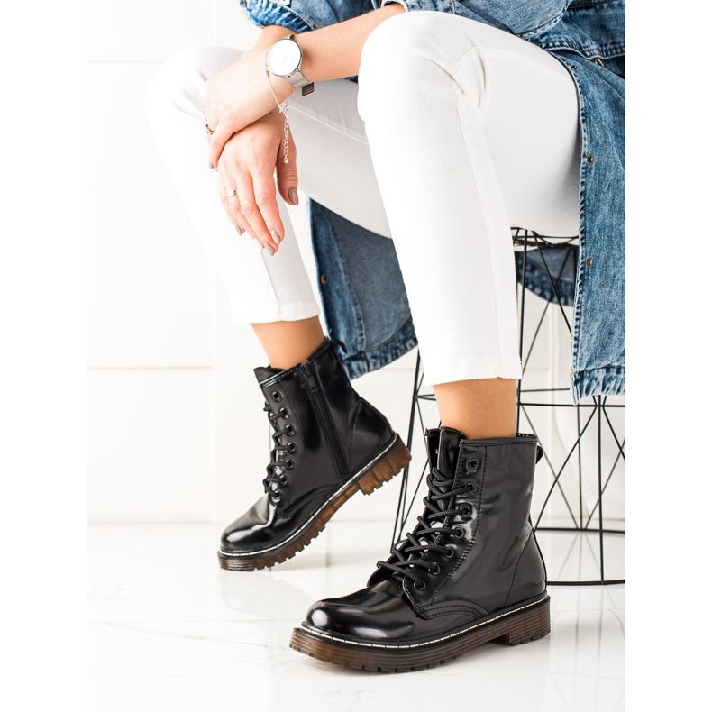 Lucky Shoes Black Trappers confortabili negru 1 Lucky Shoes Black Trappers confortabili negru 1