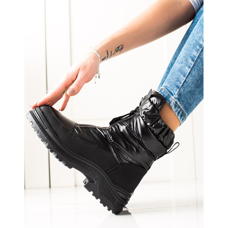 Weide Cizme negre de zăpadă pe slider negru 1