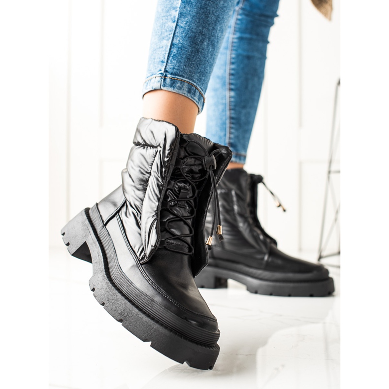 Small Swan Cizme de zăpadă negre pe platformă negru 1