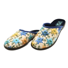 Papuci De Dama Cu Flori Adanex 26743 Bej-Albastru 3