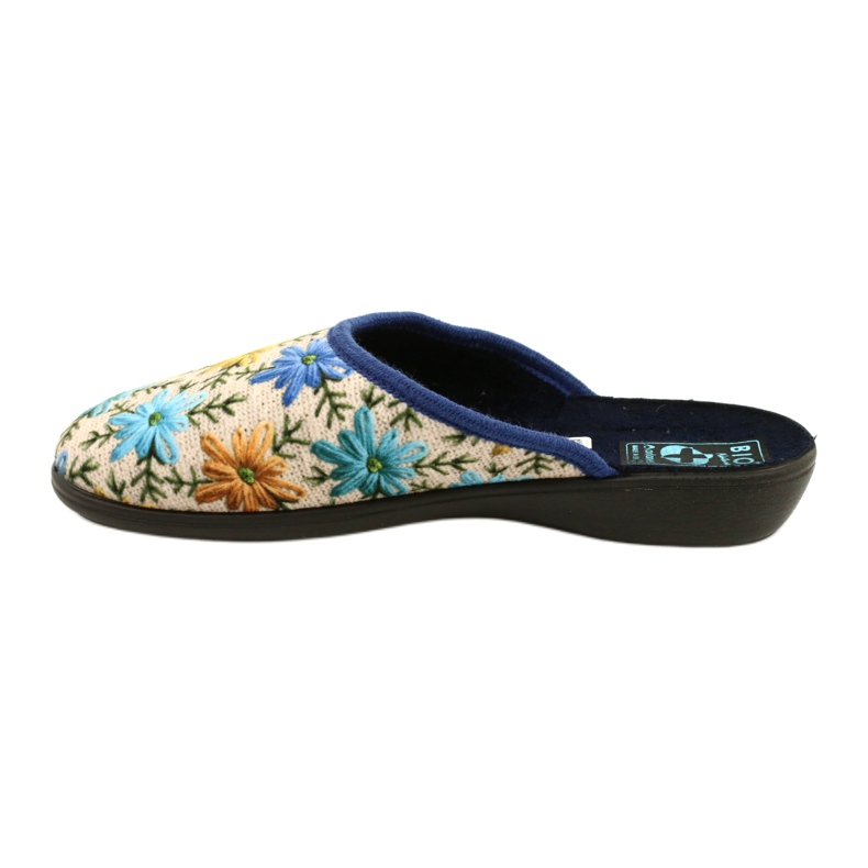 Papuci De Dama Cu Flori Adanex 26743 Bej-Albastru 2