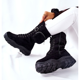 Cizme din piele intoarsa Pe Platforma Cu Rinichi Negru Issanti 1