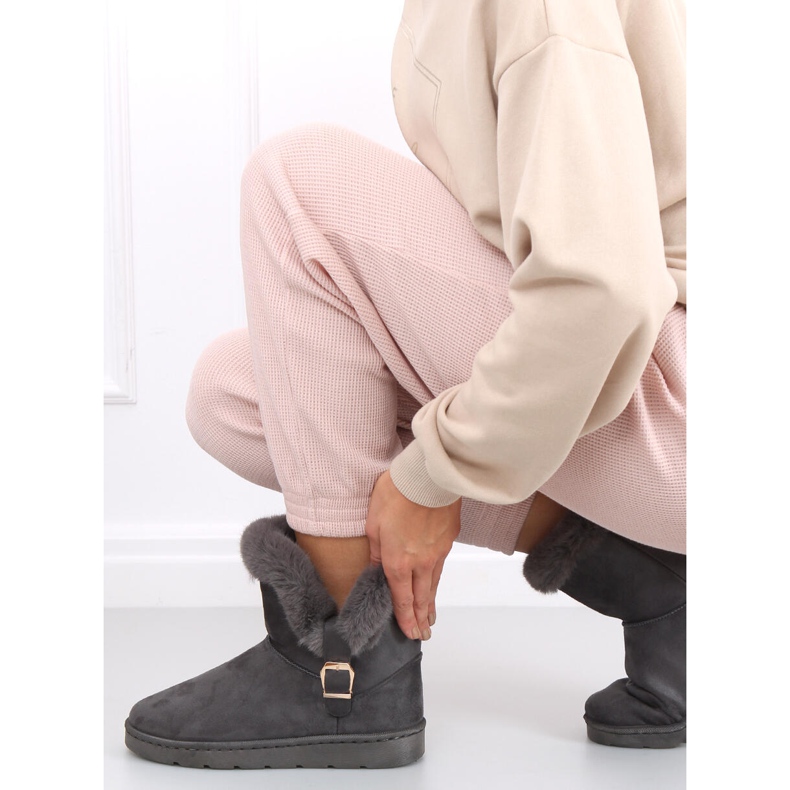 Cizme de zăpadă de damă cu cataramă Wibo Grey gri 1