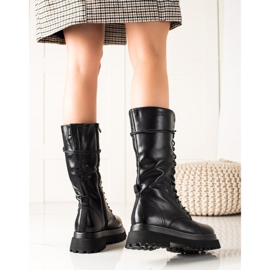 Seastar Cizme Înalte Cu Piele Ecologică negru 1