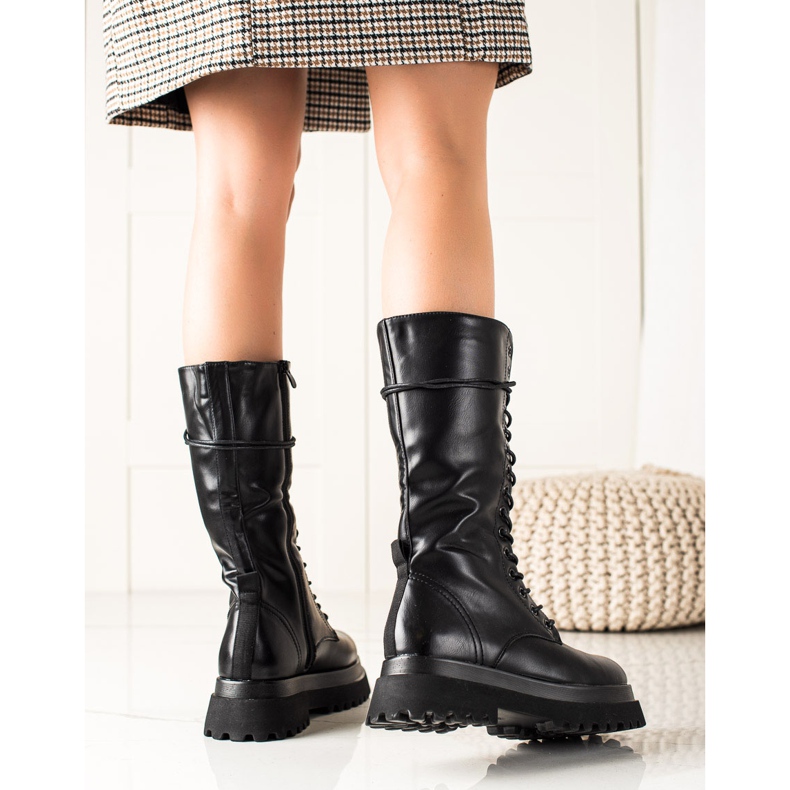 Seastar Cizme Înalte Cu Piele Ecologică negru 1