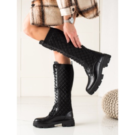 TRENDI Cizme de muncitor matlasate negru 1