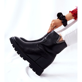 PG1 Botine Negre Pe Pană Ascunsă Cu Emblema Tiver negru 2 PG1 Botine Negre Pe Pană Ascunsă Cu Emblema Tiver negru 2