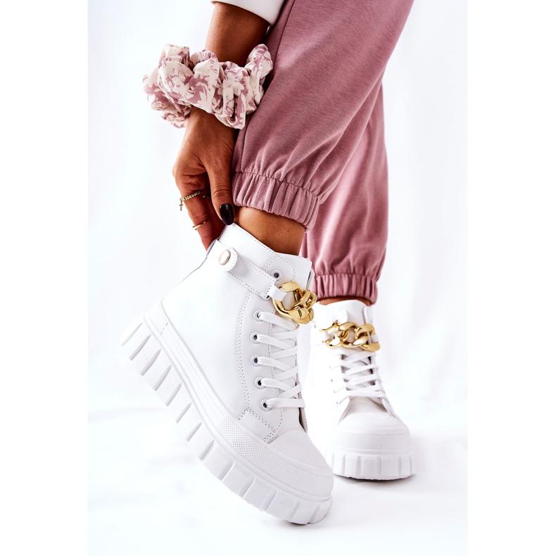 Adidași înalți Pe Platforma Standies Albă de aur 2