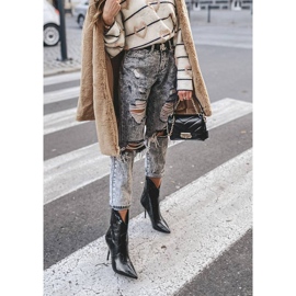 Cizme negre în relief pe toc Cro negru 2 Cizme negre în relief pe toc Cro negru 2