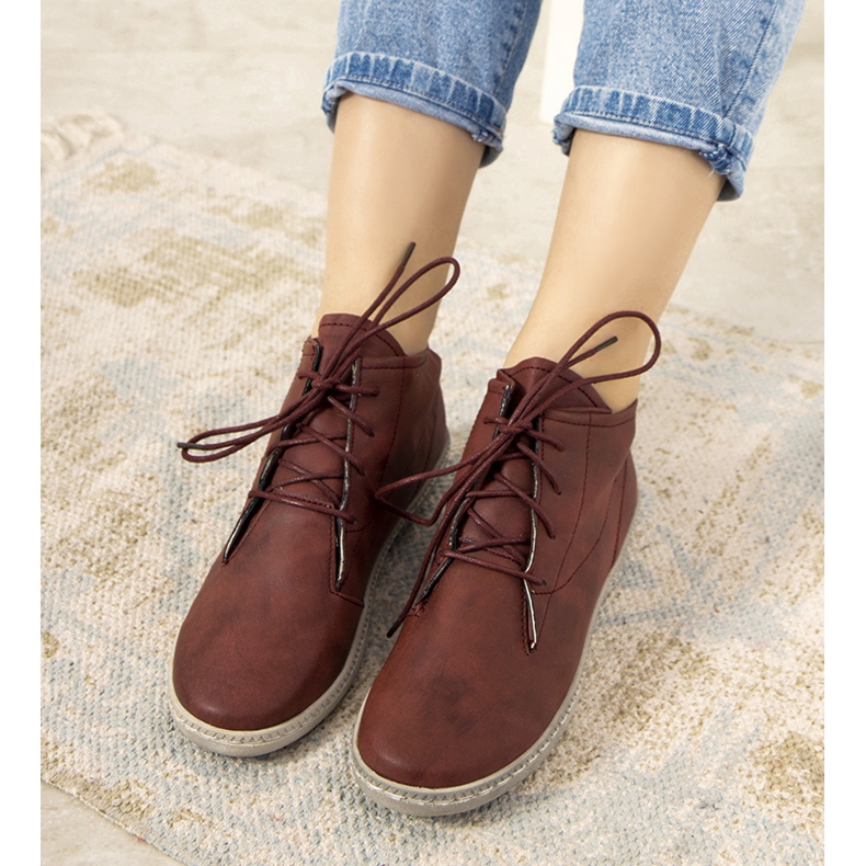 Cizme casual de dama Keira bordeaux claret roșu 1