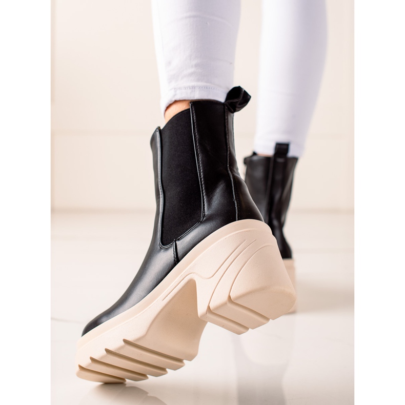 TRENDI Cizme Pe Platformă Bej negru 1