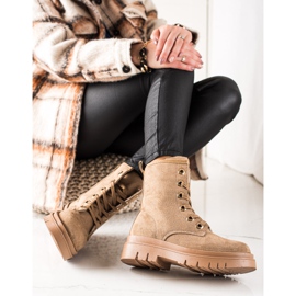 TRENDI Trappers din piele intoarsa maro bej 1