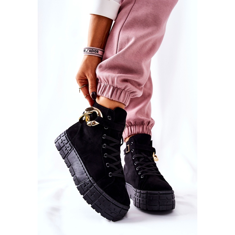 Pantofi Înalți Pe Platforma Neagră Evenia negru 2