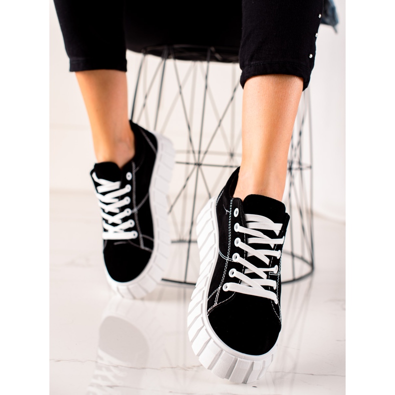 TRENDI Adidași negri pe platformă negru 1