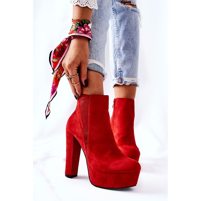 PS1 Cizme din piele intoarsa cu toc inalt Red Sarsea roșu 2 PS1 Cizme din piele intoarsa cu toc inalt Red Sarsea roșu 2