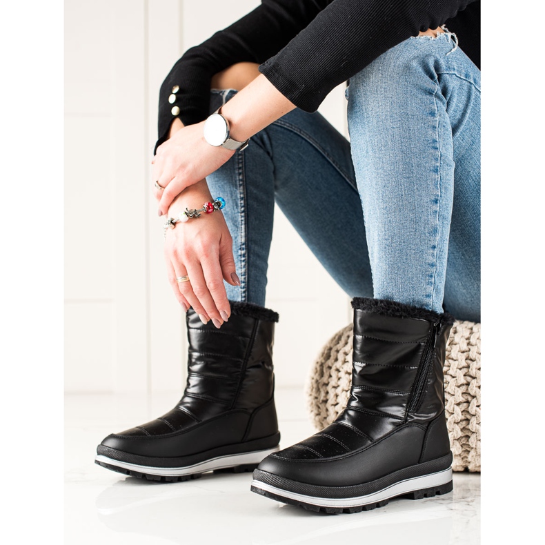 TRENDI Cizme de zăpadă clasice pe fermoar negru 1