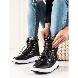 TRENDI Cizme de zăpadă strălucitoare la modă negru 1