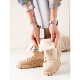 TRENDI Cizme, Adidași Cu Piele De Oaie bej 1