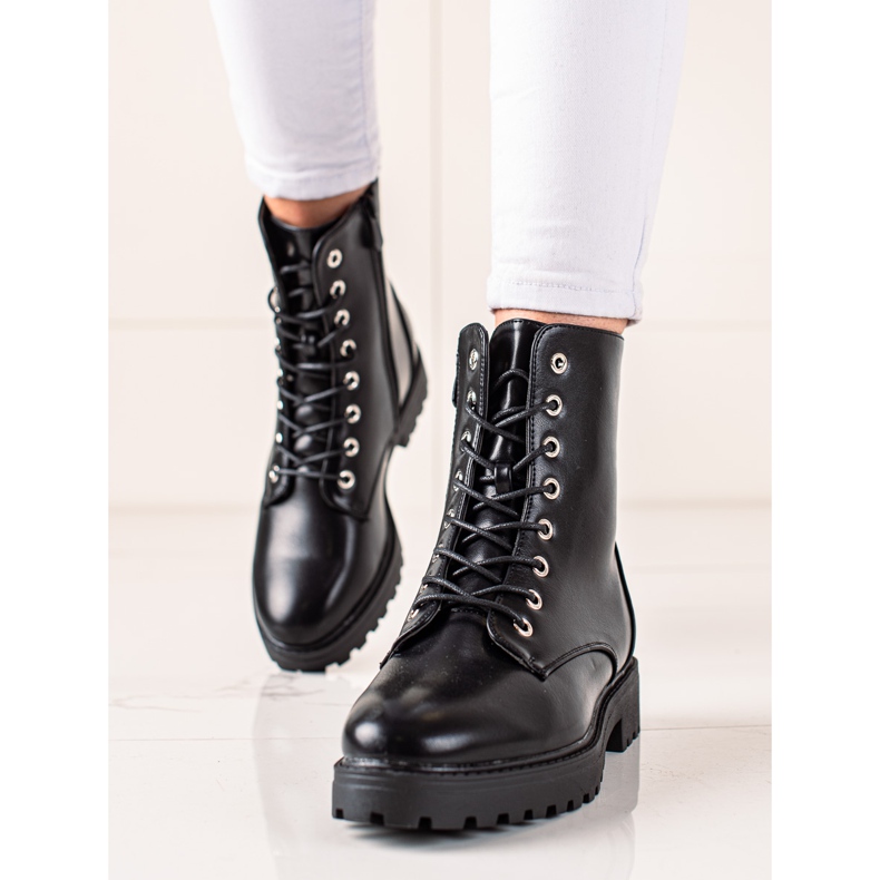 Bestelle Trappers clasici cu fermoar decorativ negru 1