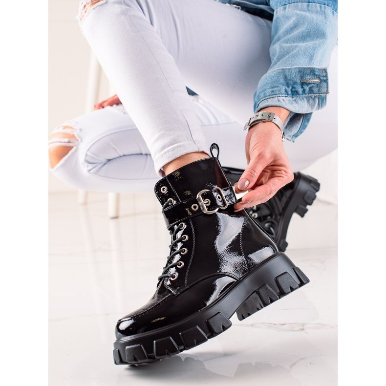 TRENDI Muncitori Lacuiti Cu Catarama negru 1