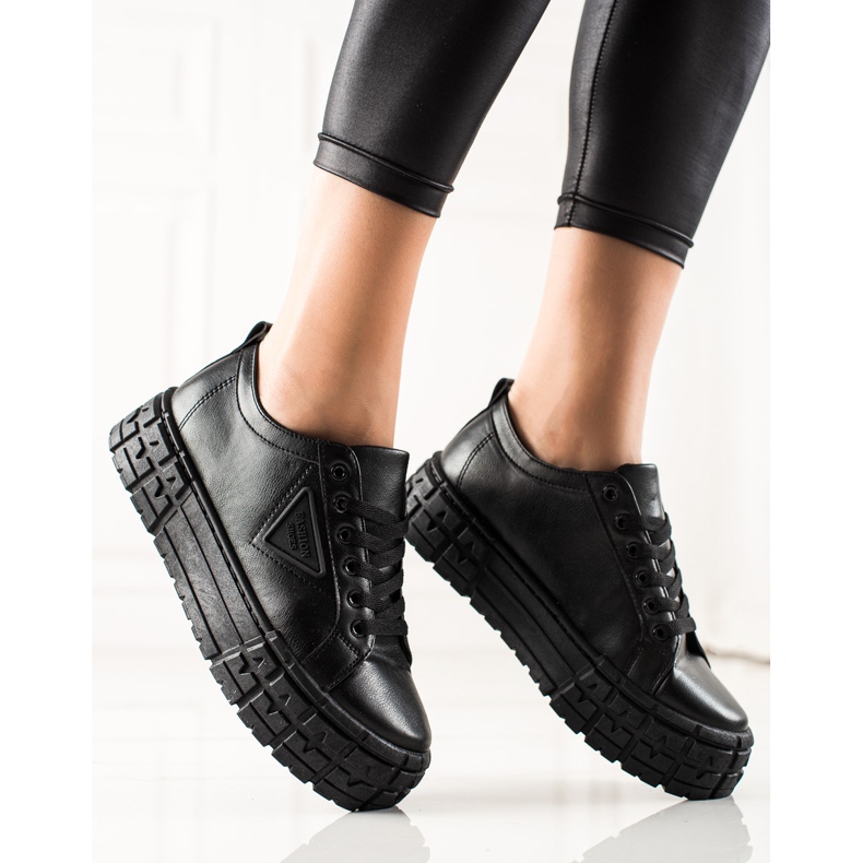 Goodin Adidași cu piele ecologică pe platformă negru 1