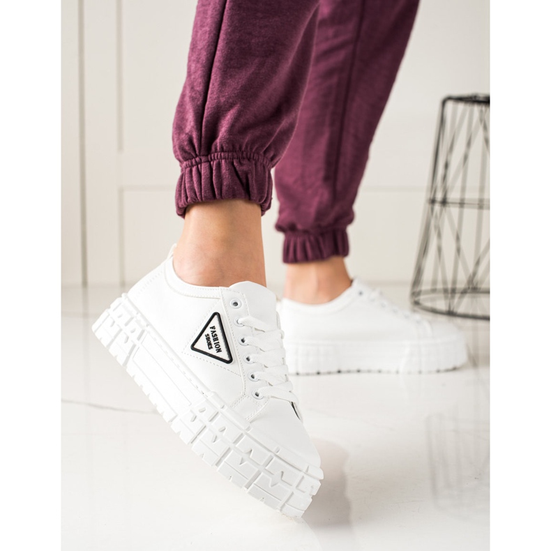 Goodin Adidași cu piele ecologică pe platformă alb 1