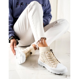 Goodin Adidași înalți la modă bej alb 1