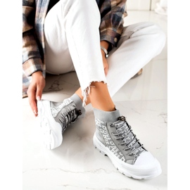 Goodin Adidași înalți la modă alb gri 1